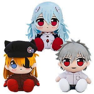 くりぱん ぬいぐるみ 綾波 レイ ロング(ロングヘア:白プラグスーツ)/式波・アスカ・ラングレー (ジャージ&キャスケット)/渚カヲル 制服Ver.