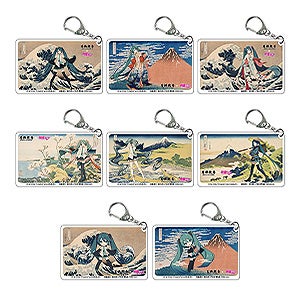(Box) Katsushika Hokusai x Hatsune Miku Clear Acrylic Keychain (8 Pieces)