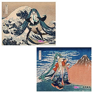 初音ミク×葛飾北斎　iXima　キャンバスアート　神奈川沖波裏/凱風快晴