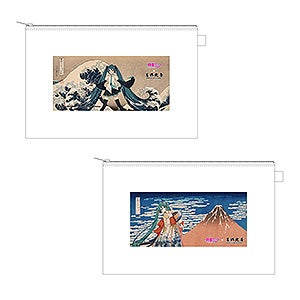 初音ミク×葛飾北斎　iXima　ポーチ　神奈川沖波裏/凱風快晴