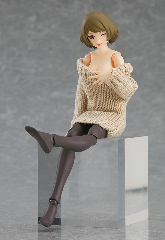 figma Styles オフショルセーターワンピ(ベージュ/グレー figma Styles オフショルセーターワンピ(ベージュ/グレー