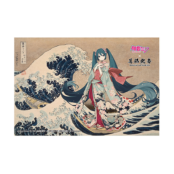 初音ミク×葛飾北斎　iXima　ポストカード　神奈川沖波裏 着物