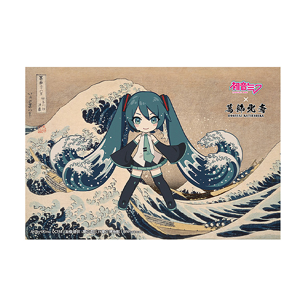 初音ミク×葛飾北斎　iXima　ポストカード　神奈川沖波裏　ミニキャラ
